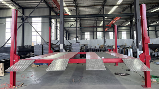 2FD Double-Wide 4-Post Lift — 2 Levels Installation and test.