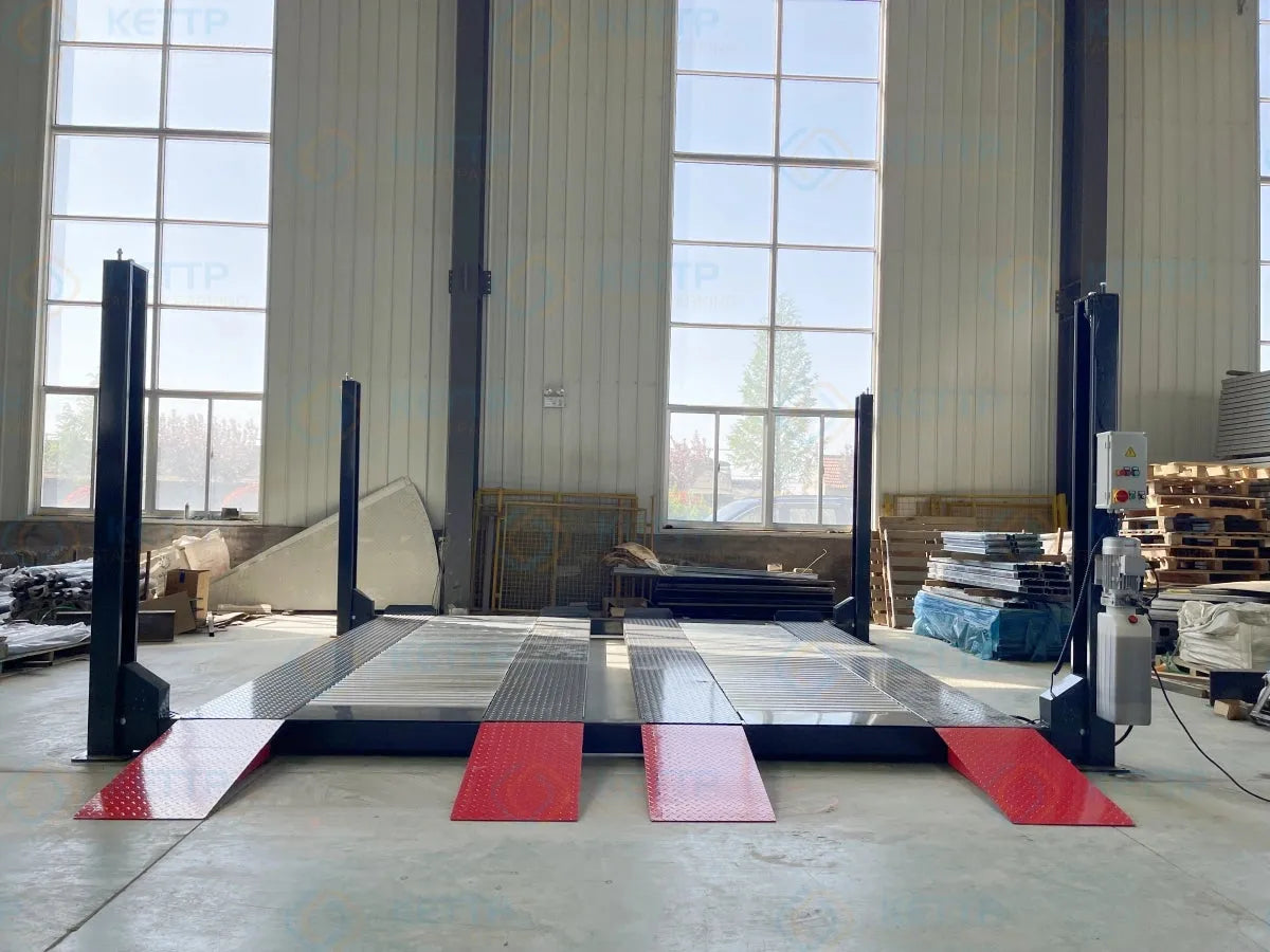 2 levels 4 post double wide car lift (2FD) - QINGDAO KETTP CO., LTD.