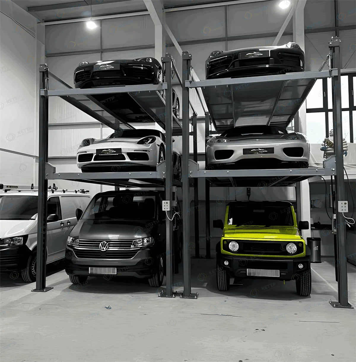 Triple car stacker parking lift - QINGDAO KETTP CO., LTD.