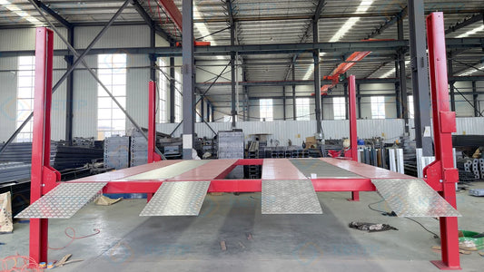 2FD Double-Wide 4-Post Lift — 2 Levels Installation and test.
