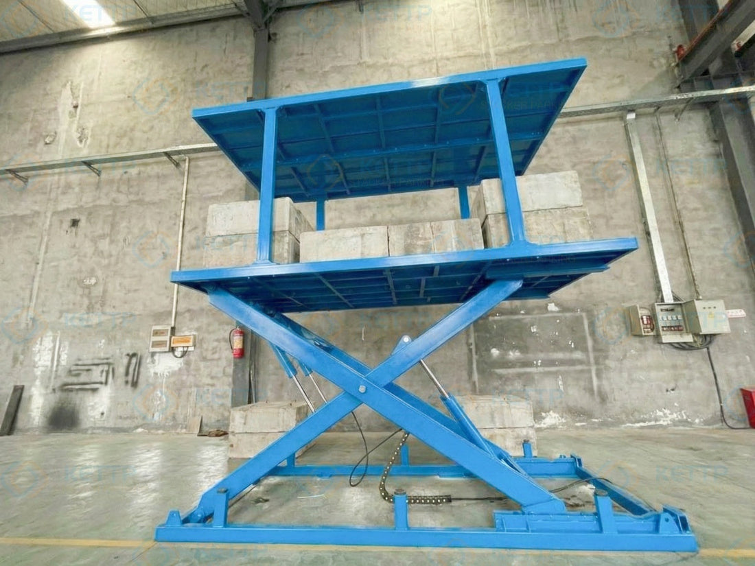 Scissor car lift double platform load test by Kettp