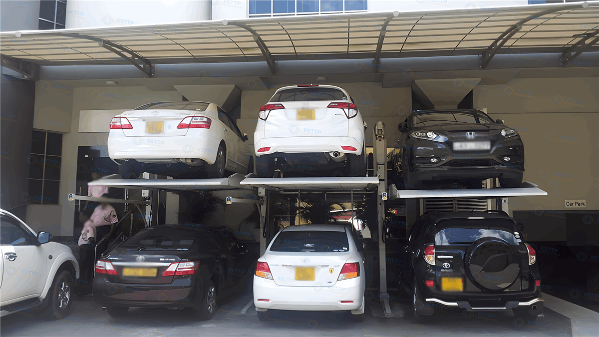 2 levels 2 post DOUBLE cylinder parking lift (2TD) - QINGDAO KETTP CO., LTD.