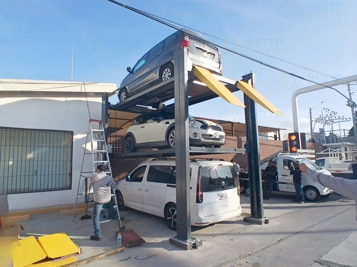 Tri-Level heavy duty 4 post Auto Storage Lift (3FS) - QINGDAO KETTP CO., LTD.