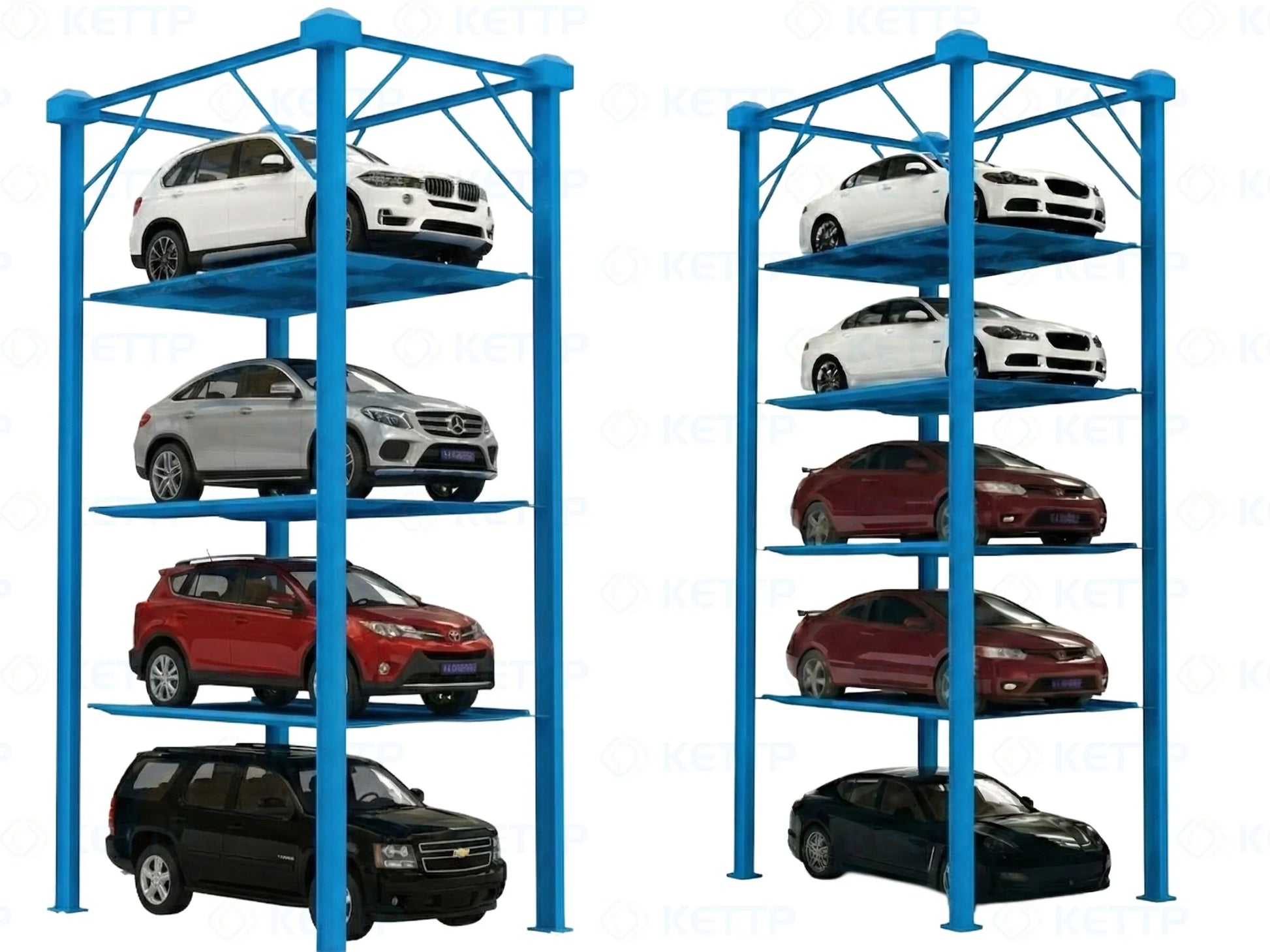 3/4/5 Levels Car Stacker Parking Lift (3C/4P/5P) - QINGDAO KETTP CO., LTD.