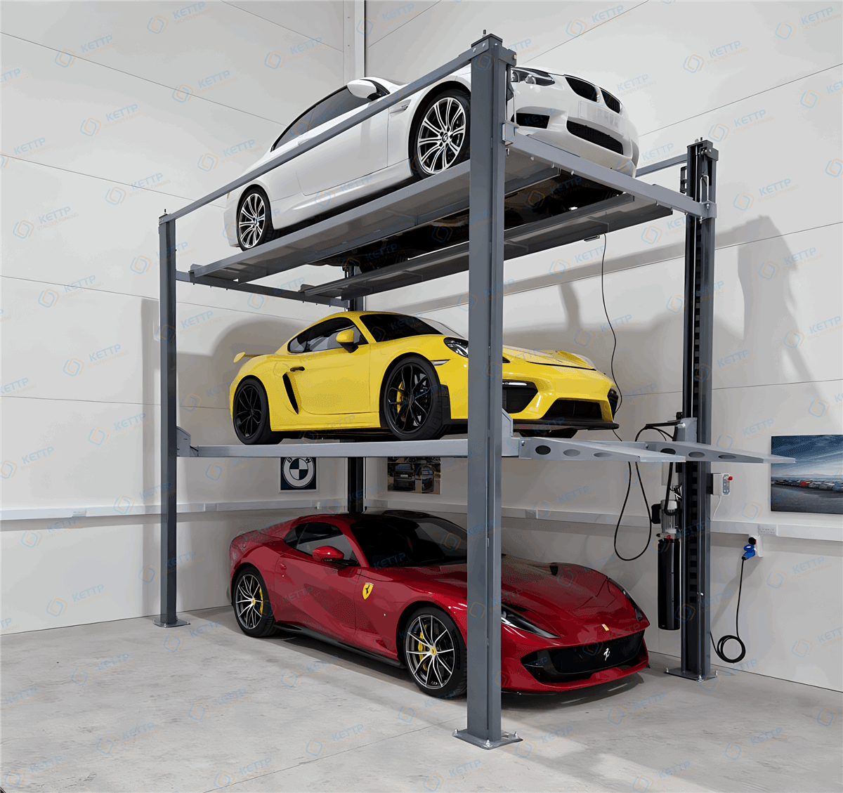 Triple car stacker parking lift - QINGDAO KETTP CO., LTD.